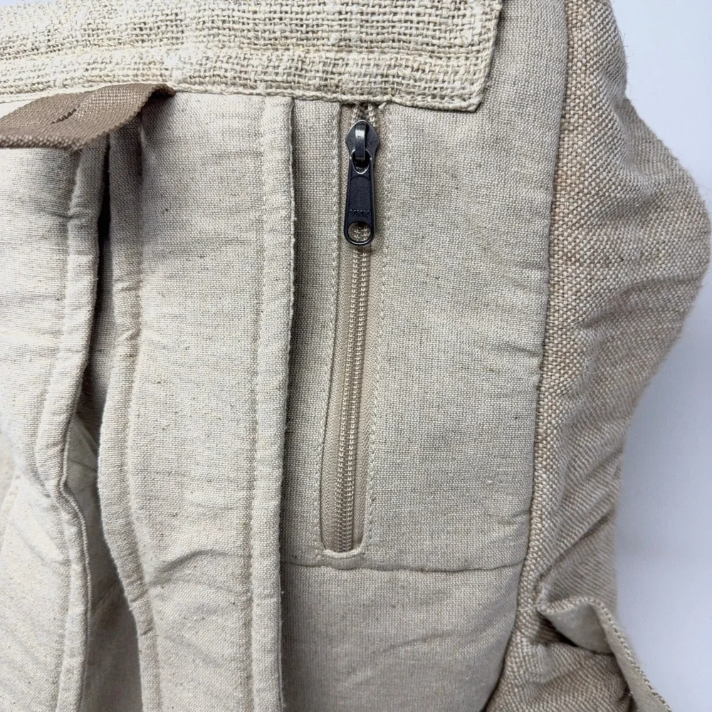 Pure Hemp Backpack Made in Nepal Beige Rucksack THC Free Day Pack Lightweight